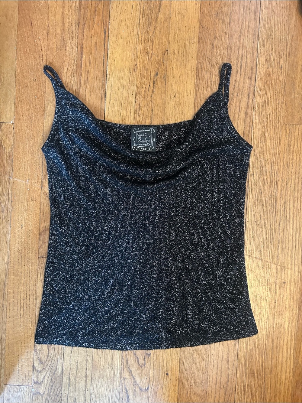 Cynthia Rowley Black Sparkle Cowl Neck Camisole